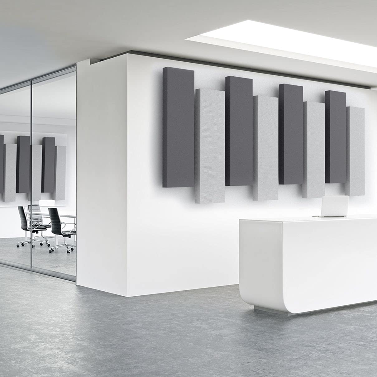 Acoustimac DMD Stagger Acoustic Panel Design Pack: 8 Pcs 8)4'x1'x2" 4-gray & 4-charcoal