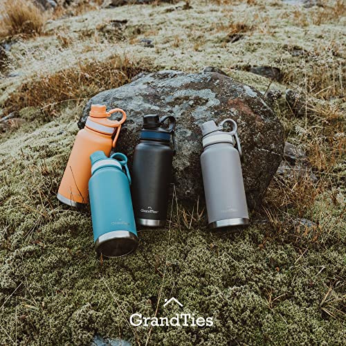 GRANDTIES 2 Lids Sports Stainless Steel Water Bottles – Wide Mouth Vacuum Insulated Reusable Leak Proof BPA-Free Travel Metal Canteen, Thermos Bottles for Men Women Gym (Ivory White 32 oz)
