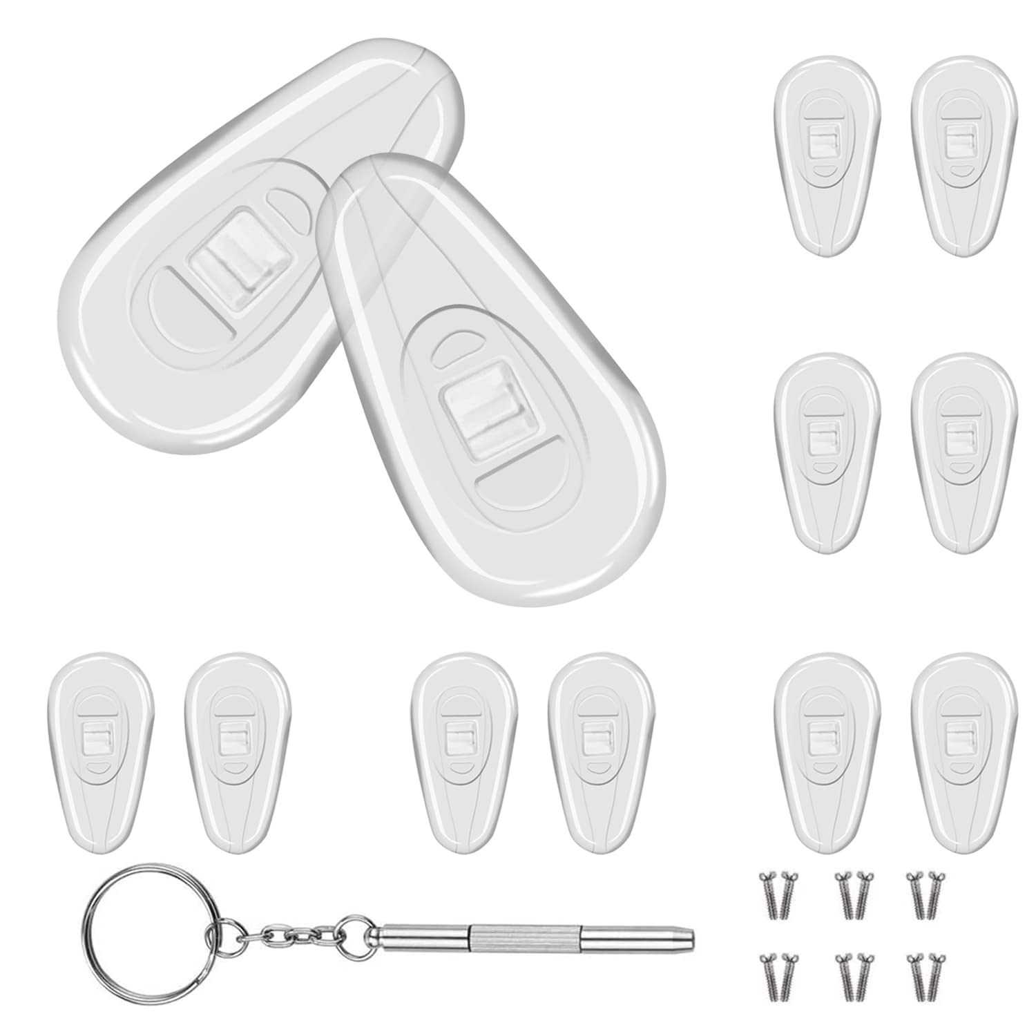 Mr.ZzjOOj Eyeglasses Nose Pads, Upgraded Soft Silicone Air Chamber Eyeglass Nose Pads, 6 Pairs of Screw-in 15mm Glasses Nose Pad Set with Screws and Micro Screwdriver