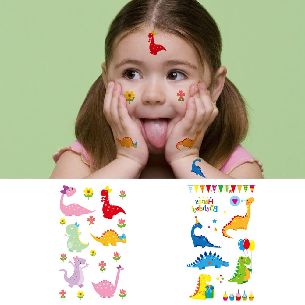 Fanoshon Dinosaur Tattoos Temporary for Kids Boys Girls Birthday Party Favors, 120+ Children Cool Dino Face Paint Tattoos in Bulk T-Rex Body Decoration Christmas Stocking Stuffers