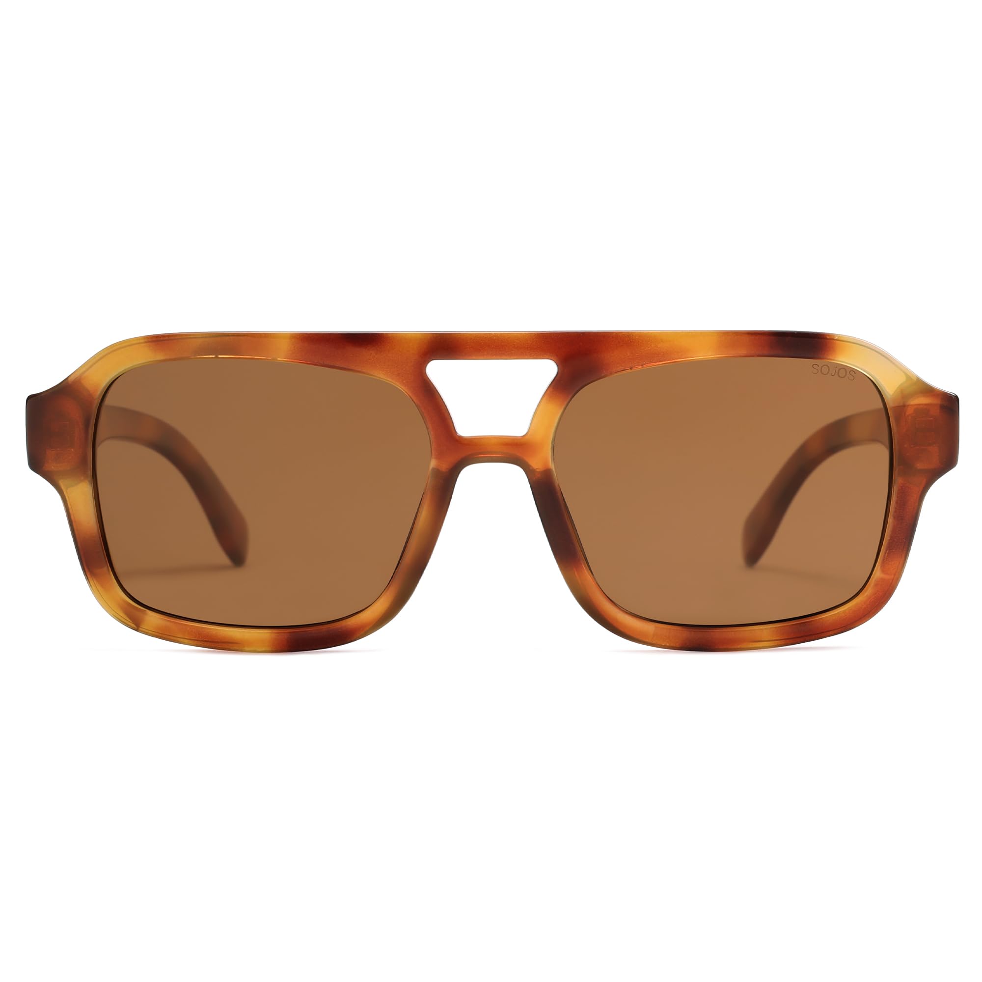 SOJOS Retro Aviator Sunglasses for Womens Mens Polarized Trendy Square Designer Inspired Shades 80s 90s Sun Glasses SJ2342 Yellow/Brown