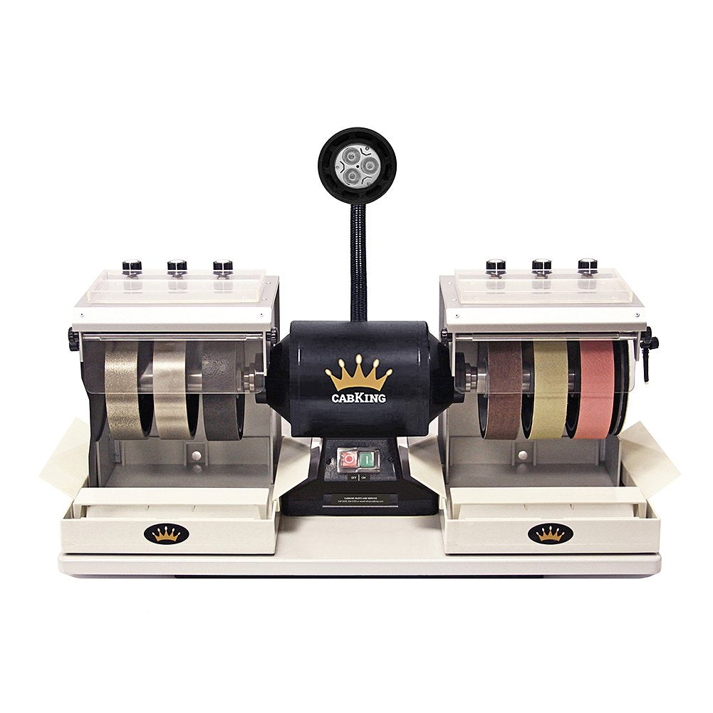 CabKing Cabbing Machine Lapidary Equipment - Gem Stone Grinder Jewelry Rock Polisher - Includes Diamond Wheels, LED Lamp, Water System, & Accessories - 6" Grinder Polishing Machine - Model CABKING-6V3