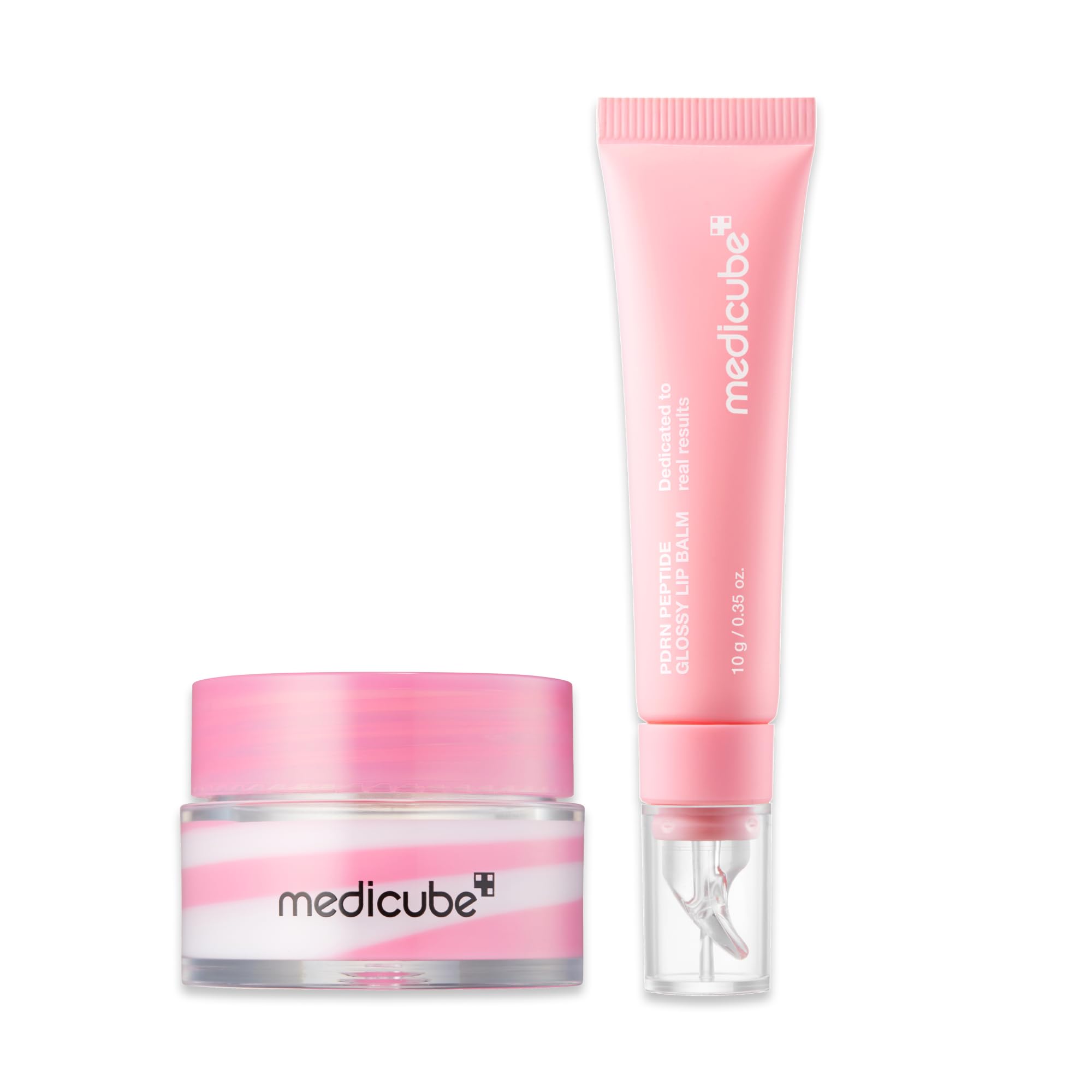 medicube PDRN Pink Day & Night Lip Duo for Hydrated & Glossy Lips: PDRN Lip Sleeping Mask Glow Balm and PDRN Peptide Jelly Gloss Balm | PDRN, Peptides, Collagen, Shea Butter for Long-Lasting Moisture