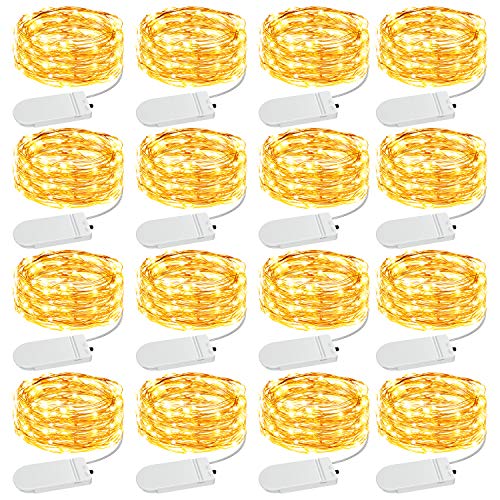 Olafus 16 Pack Fairy Lights Battery Operated, IP68 Waterproof Mini String Light, 7ft Small LED Bottle Light for Wedding Vase Centerpieces Table Decorations Christmas Indoor Party Jars Gift Cool White