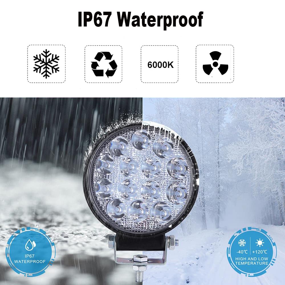 20PCS 42W LED Work Lights for Truck, Led Light Pods, 4.5Inch Spot Flood Round Lights Off-Road Led Light Fit for Trucks Off-Road Vehicle ATV SUV UTV 4WD Boat Tractor