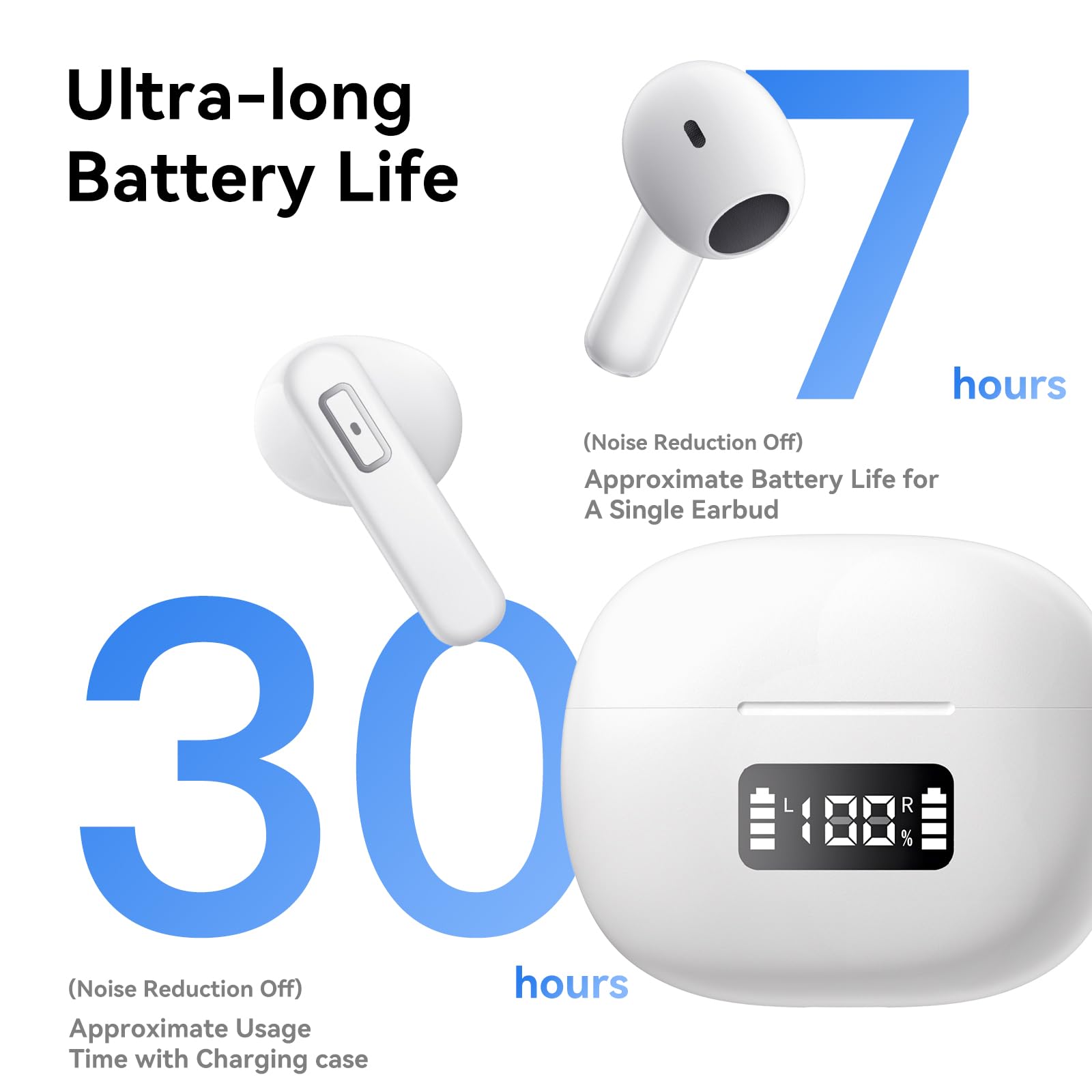 REMCCI Multifunctional App Control Wireless Earbuds, Ultra Long Playtime, LED Power Display,Fast Charging, Headphones Bluetooth 5.3,Dual Microphone AI Noise Reduction