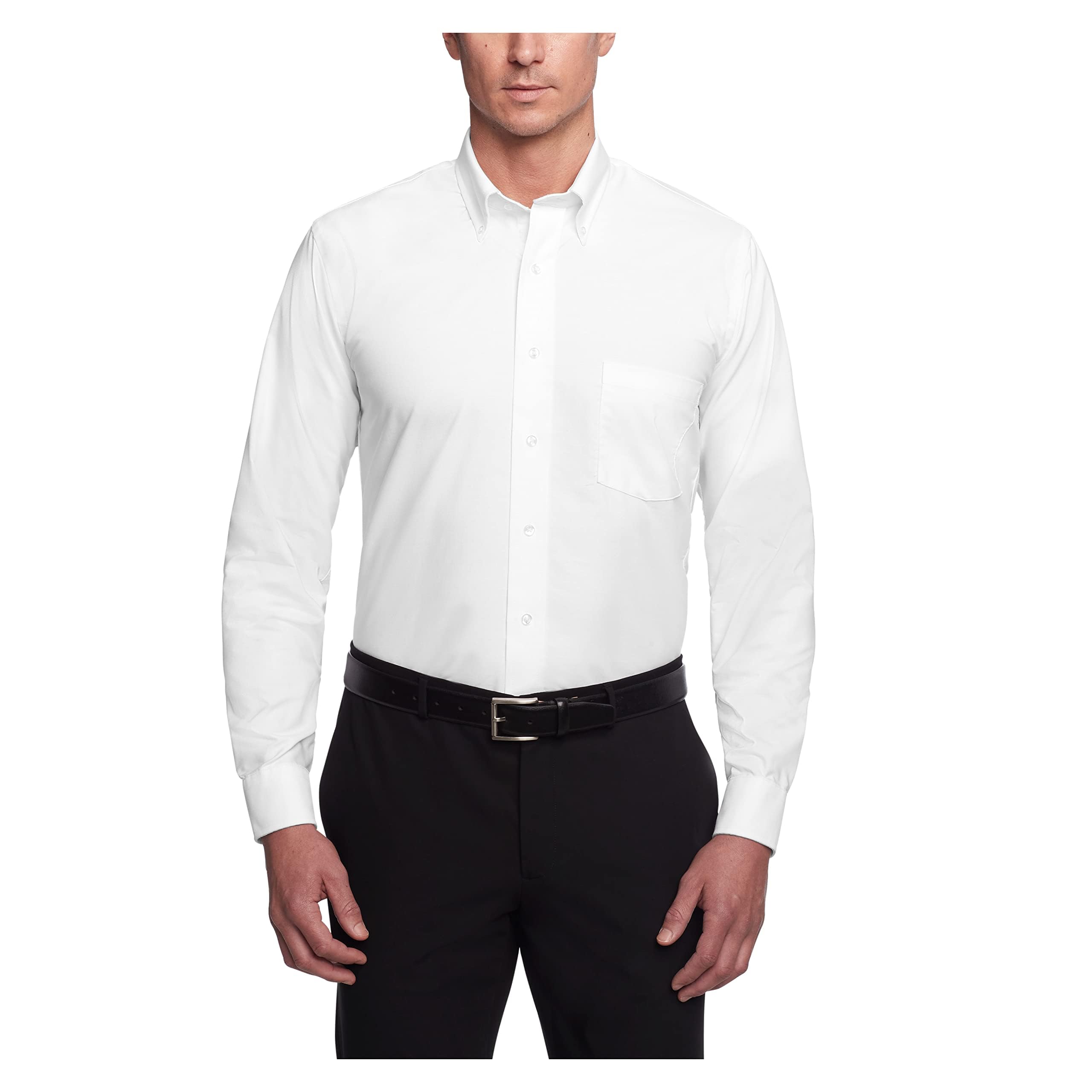 Van Heusen Men's Dress Shirt Oxford Solid Regular Fit, White, 19" Neck 34"-35" Sleeve