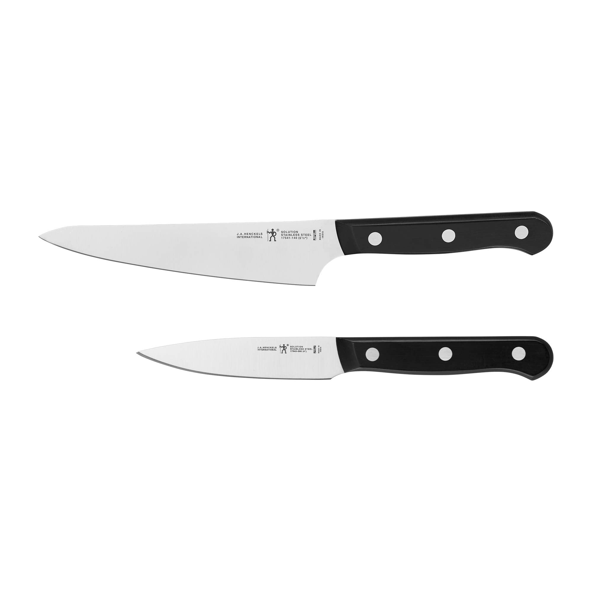 HENCKELS Solution Razor-Sharp 2-Piece Compact Chef Knife Set, German Engineered Knife Informed by over 100 Years of Mastery, Black