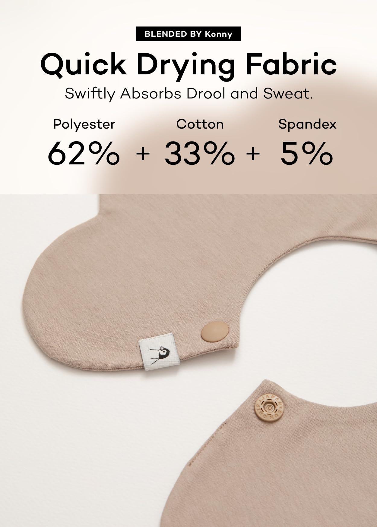 Konny Baby Bibs 5-Pack, 360 ° Rotate, New Year Gifts, Soft and Absorbent Bandana Drooling for Boys Girls baby Essentials(Set 5 - Mint, Pink, Beige, Wine Dot, Creamy Gingham)