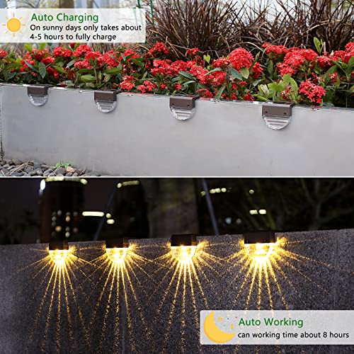 Solar Deck Lights, 6 Pack Waterproof LED Solar Lights Outdoor, Solar Step Lights Solar Fence Lights, Solar Lights for Outside, Garden, Patio, Stairs,Yard,10 Lumens, Warm White/Color Changing Lighting
