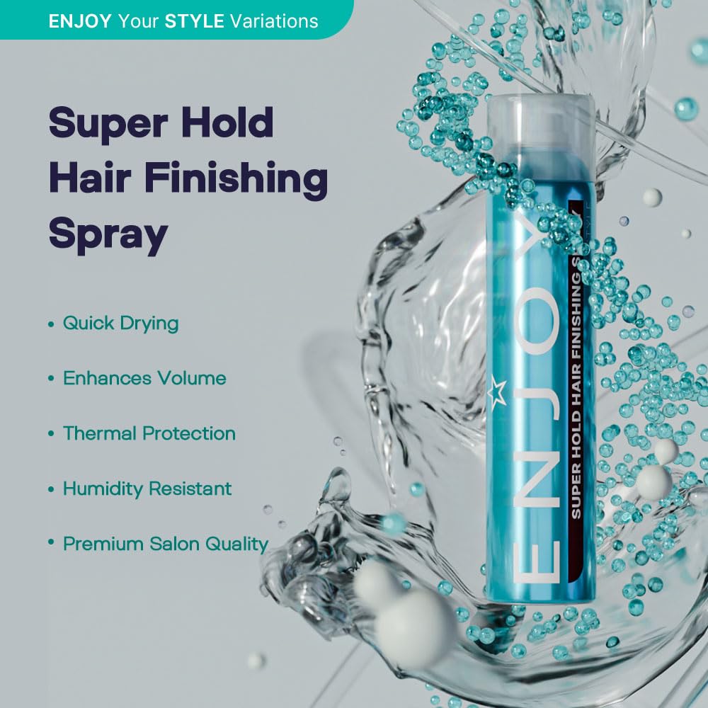 Enjoy Super Hold Hair Finishing Spray, Quick Drying, Humidity Resistant, Extra Firm & Flexible Hold (10.1 oz)