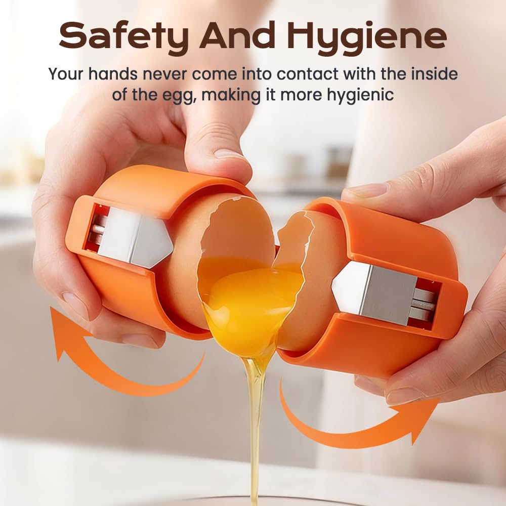 2026 New Egg Shell Opener, Stainless Steel Egg Cracker Tool, Multifunctional Eggs Separator for Raw and Hard Boiled Eggs Peeler Shell Remover, Kitchen Gadget (Orange 1pcs)