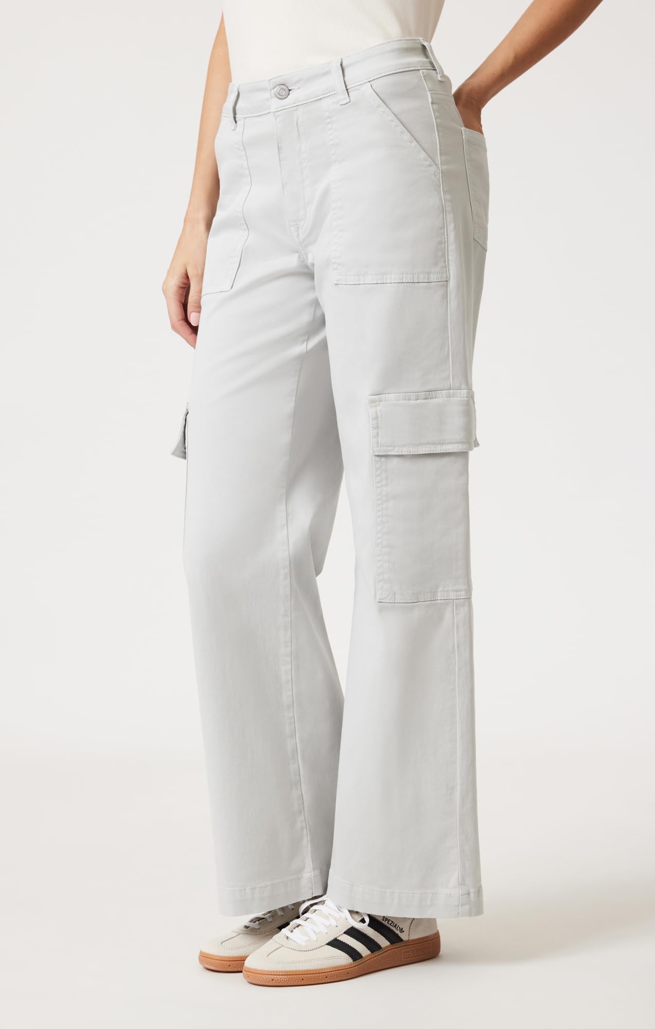 Mavi Women's Alva High Rise Straight Leg Pants, Ivory Casual Twill 28x32