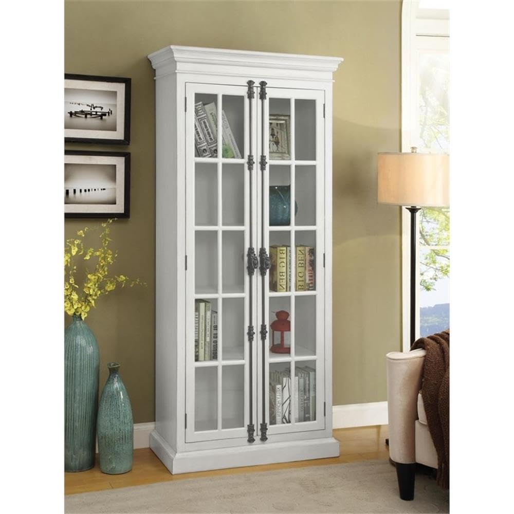 Coaster Furniture 2-Door Curio Cabinet Antique White and Clear 910187