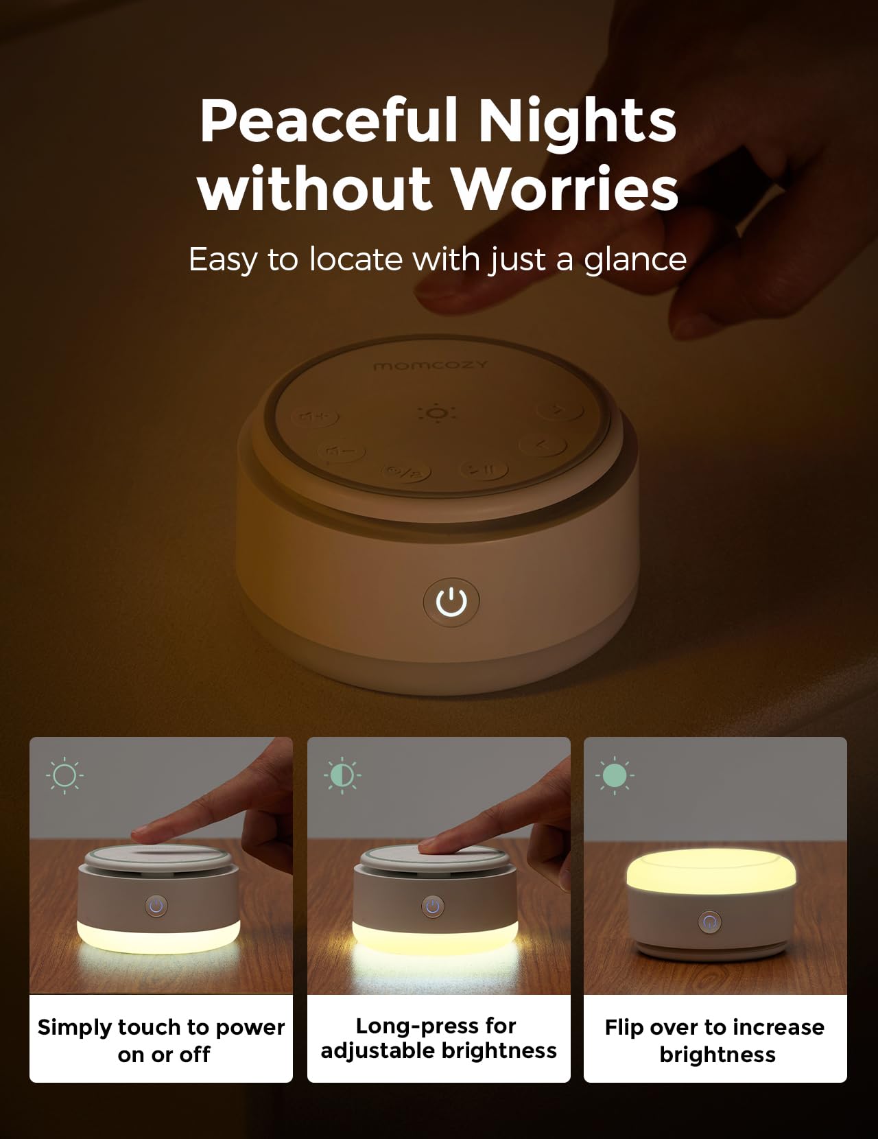 Momcozy Sound Machine for Baby-20 Soothing Sounds & Touch Warm Light Portable White Noise for Kids & Adults for Sleeping Timer and Memory | Ideal Travel Companion & Nursery Must-Have