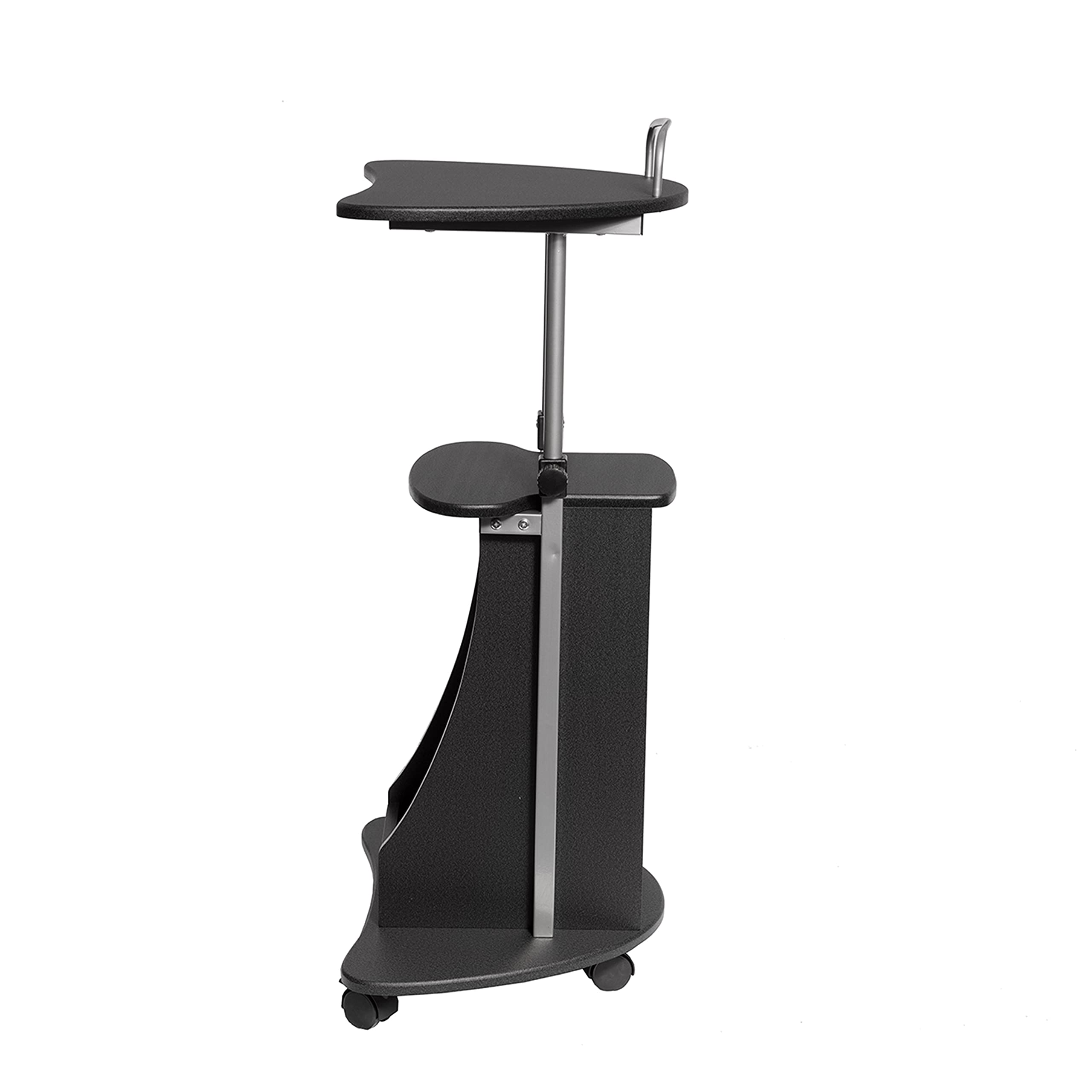 Techni Mobili Sit-to-Stand Rolling Adjustable Height Laptop Cart with Storage, Graphite, 22 x 16 x 46