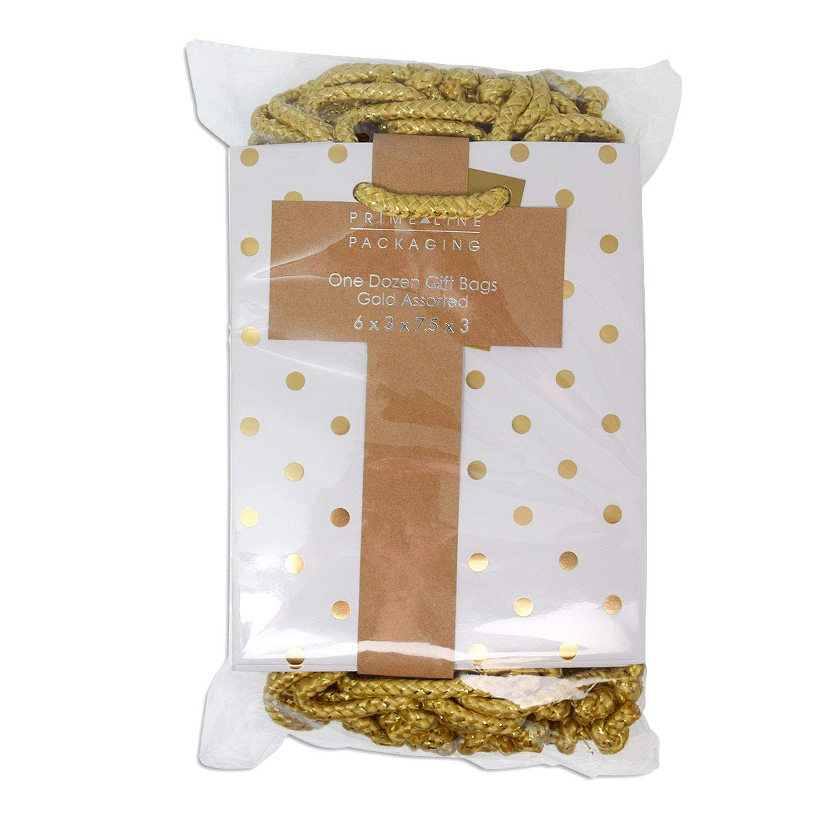 OccasionALL Small Gift Bags 6x3x7.5 12 Pack Assorted Gold Gift Bags with Handles for Christmas, Holidays, Birthdays, Weddings, & Party Favors, Bulk