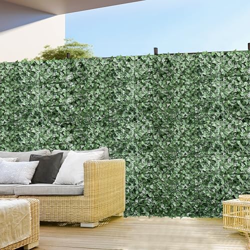 Windscreen4less 1PC 4' x 8' Artificial Faux Ivy Leaf Decorative Fence Screen Faux Leaves Fence Cover Wall Decoration for Outdoor Garden Patio Porch Deck Balcony Yard