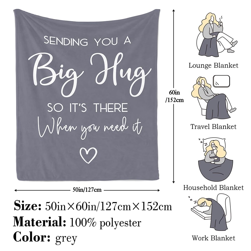 Pubrave Get Well Gifts for Women/Men, Birthday/Inspirational/Sympathy/Thinking of You Gifts for Women/Men/Daughter/Son/Mom/Dad,Feel Better Healing Blanket Grey 60x50in