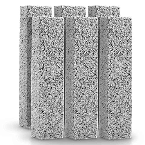 6 Pack Pumice Stone for Toilet Bowl Cleaning, Scouring Stick Remove Toilet Bowl Hard Water Rings, Calcium Buildup and Rust Suitable for Cleaning Toilet, Bathroom, Kitchen Sink, Grill(Gray
