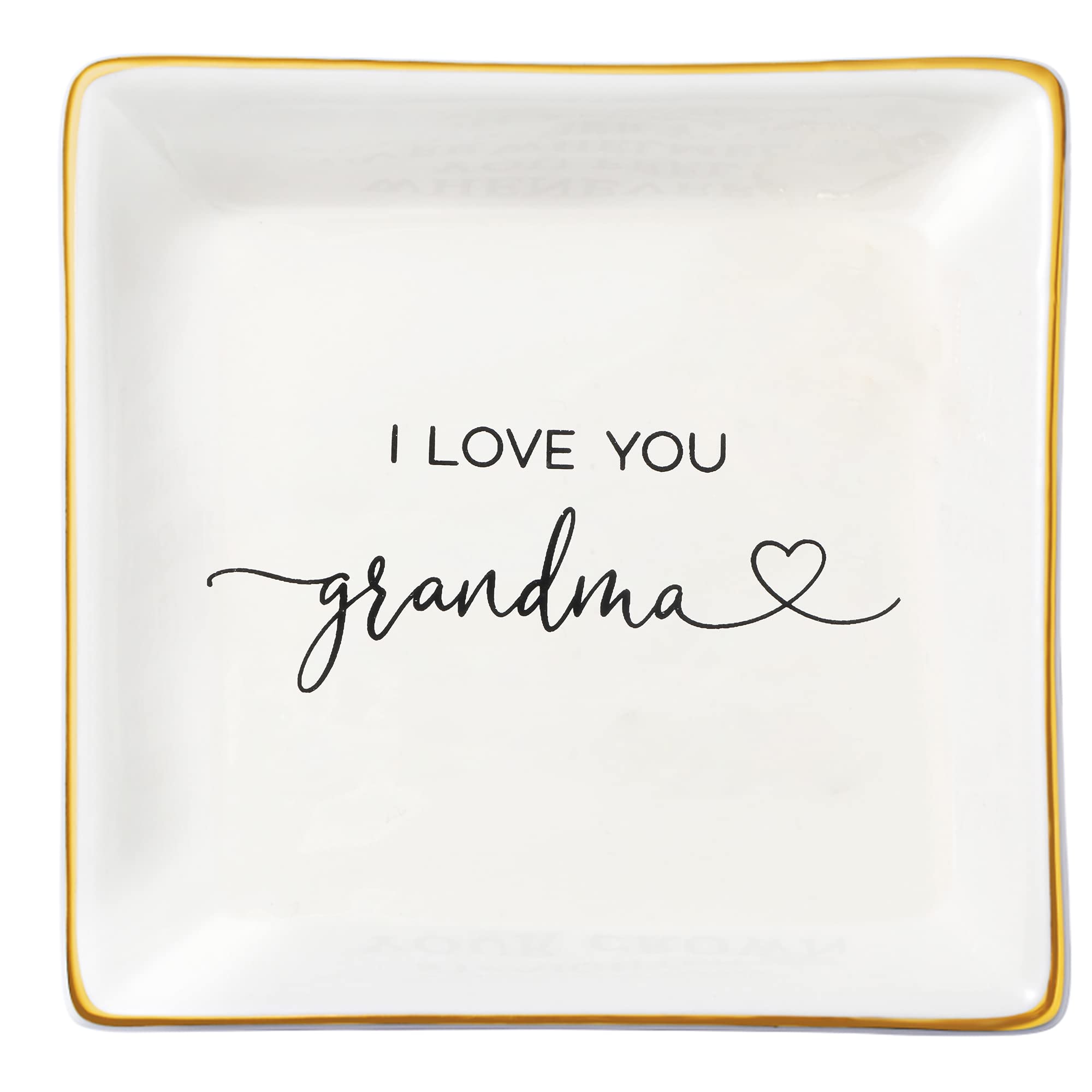 JoycuFF Grandma Birthday Gifts for Women Ceramic Trinket Dish Tray Jewelry Ring Earring Organizers Unique Grandmother Gifts for Her Mother's Day Thanksgiving Day Christmas