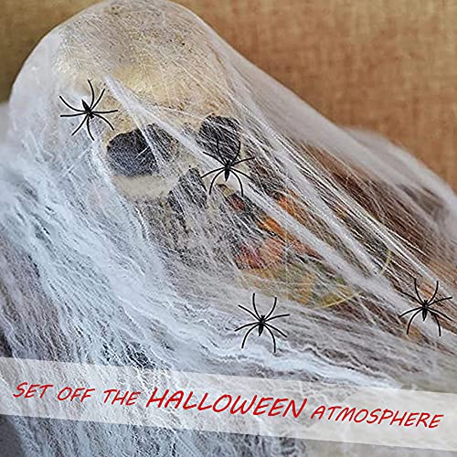 Easeen Halloween Spider Decorations, 50" Scary Giant Spider with 200" Triangle Web & 2×20gr Spider Webs, Large Hairy Spider Props for Halloween Creepy Decor Indoor, Outdoor, Party, Window, Wall, Yard