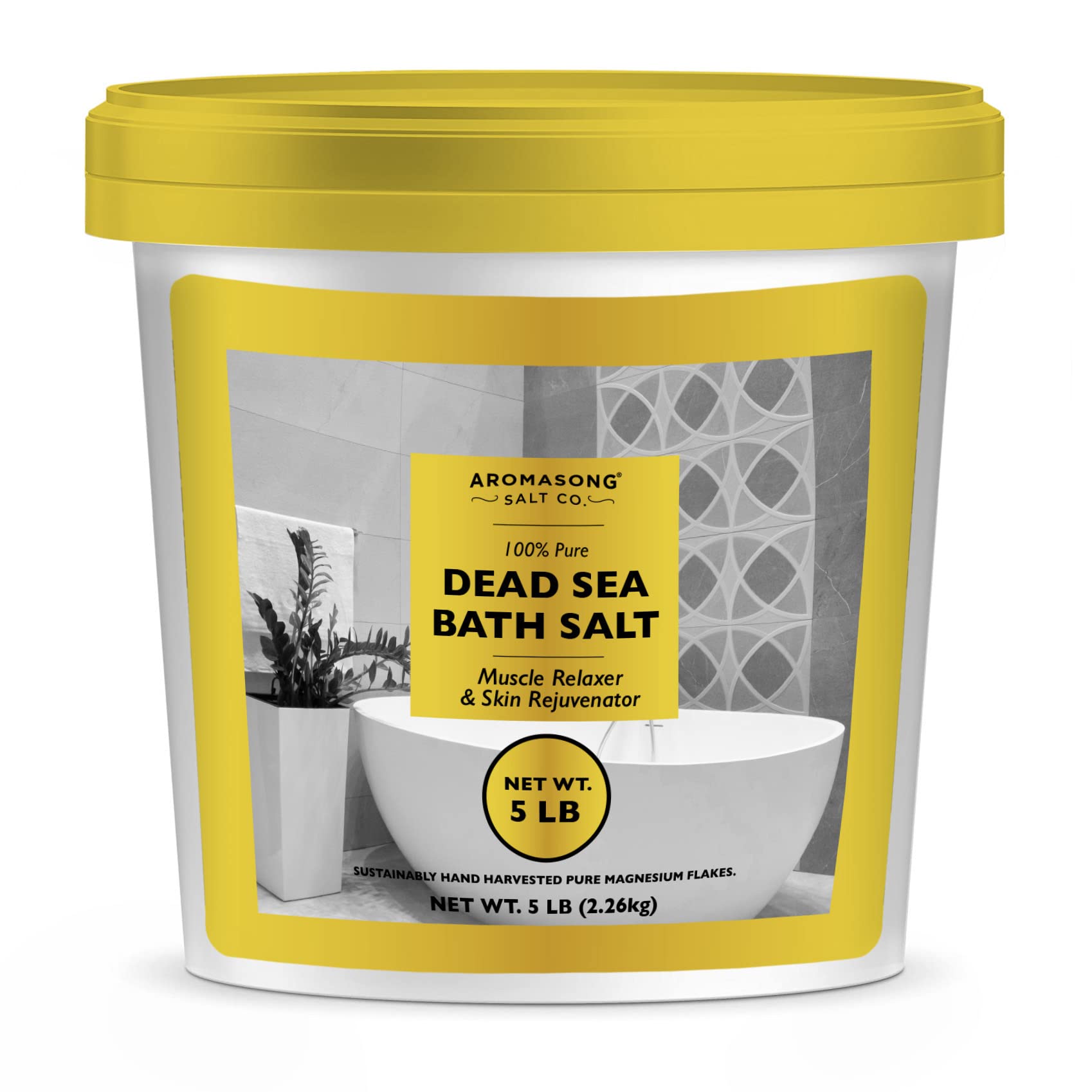 Aromasong Dead Sea Salts for Soaking - 5 Lb. Fine Grain Bath Salt Soak in Bucket