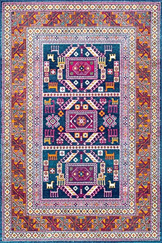 nuLOOM Vintage Lorena Tribal Area Rug, 8' Round, Navy