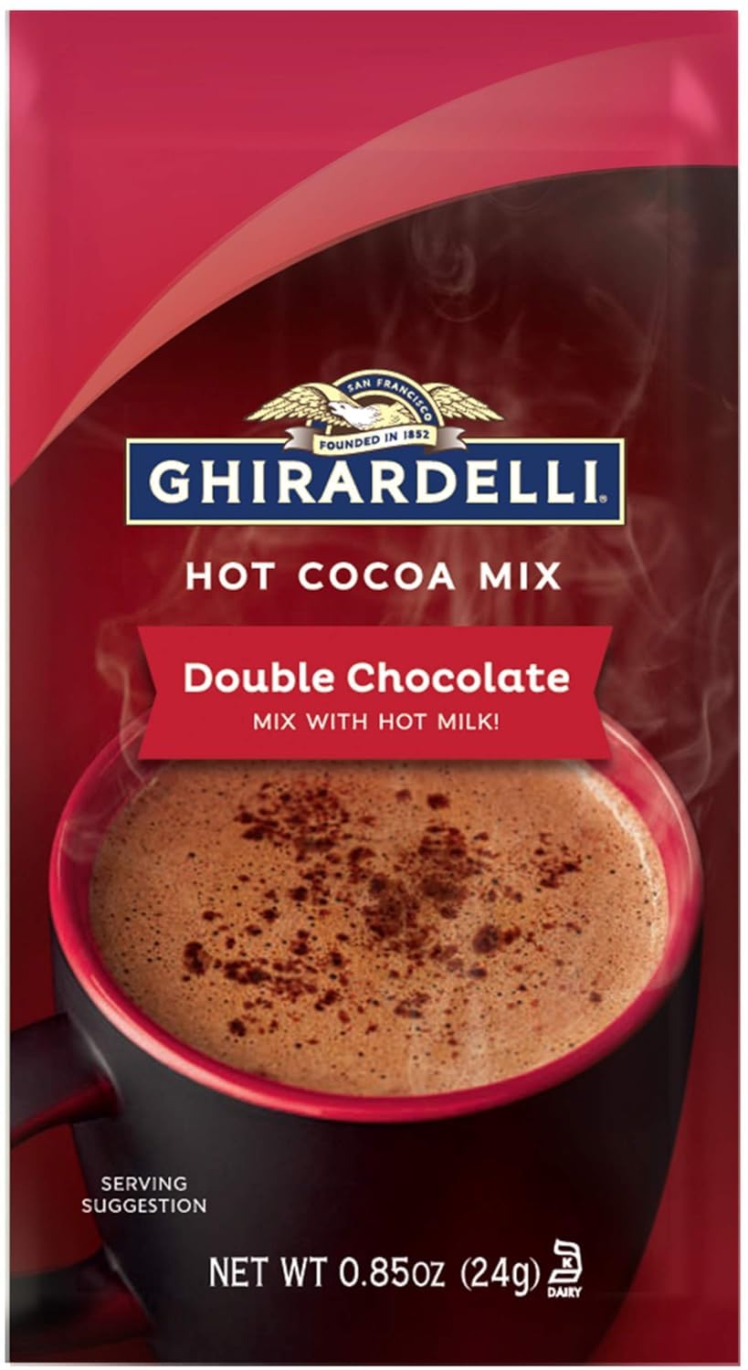 Ghirardelli Double Chocolate Hot Cocoa Mix, 0.85 oz Packets (Pack of 25)