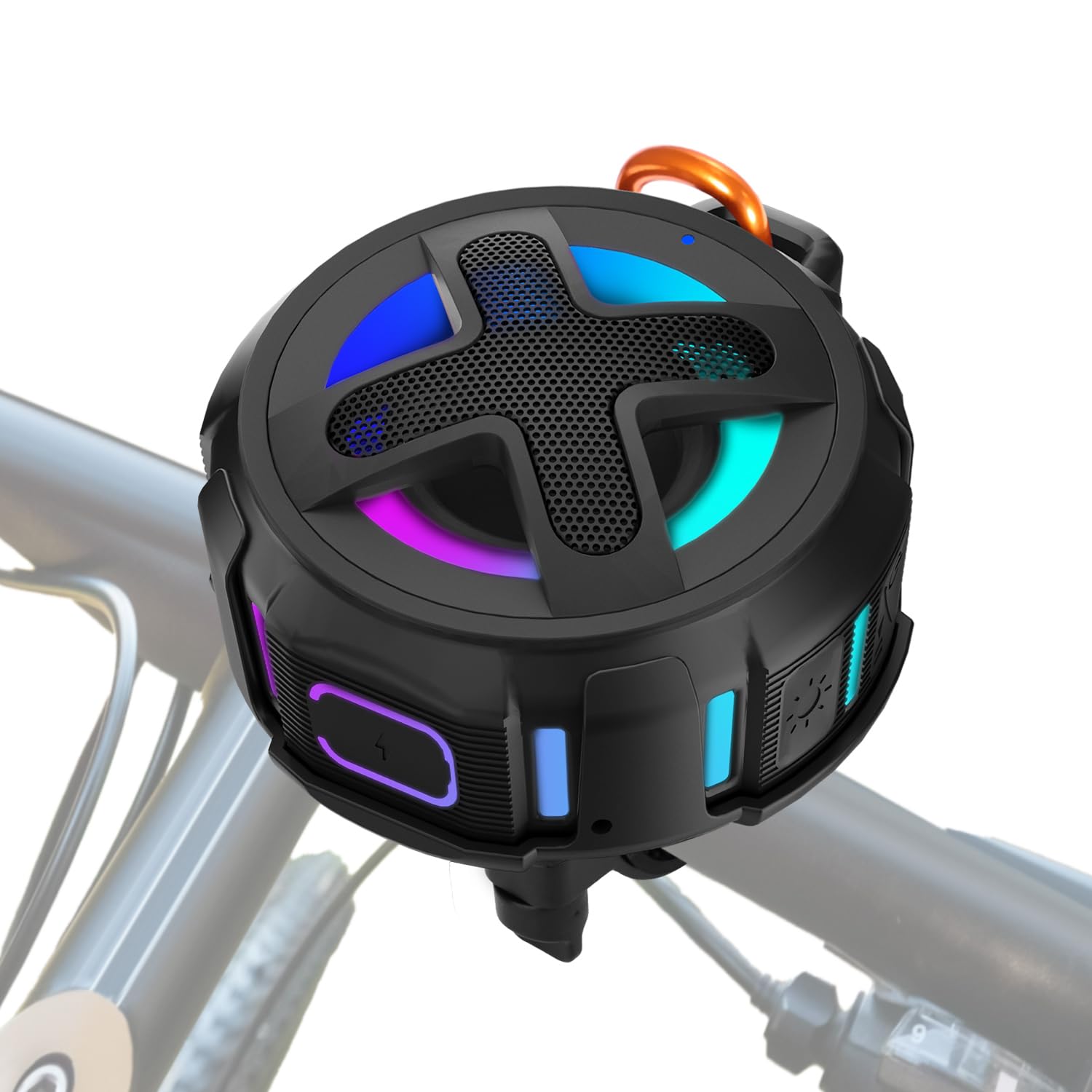 XLEADER Portable Bluetooth Speaker with Handlebar Mount for Bike Motorcycle, Certified IPX7 Waterproof, Small Wireless Speaker with Lights,Clip,Mic,Bassup,2000mAh, Bike Bicycle Accessories,for Riding