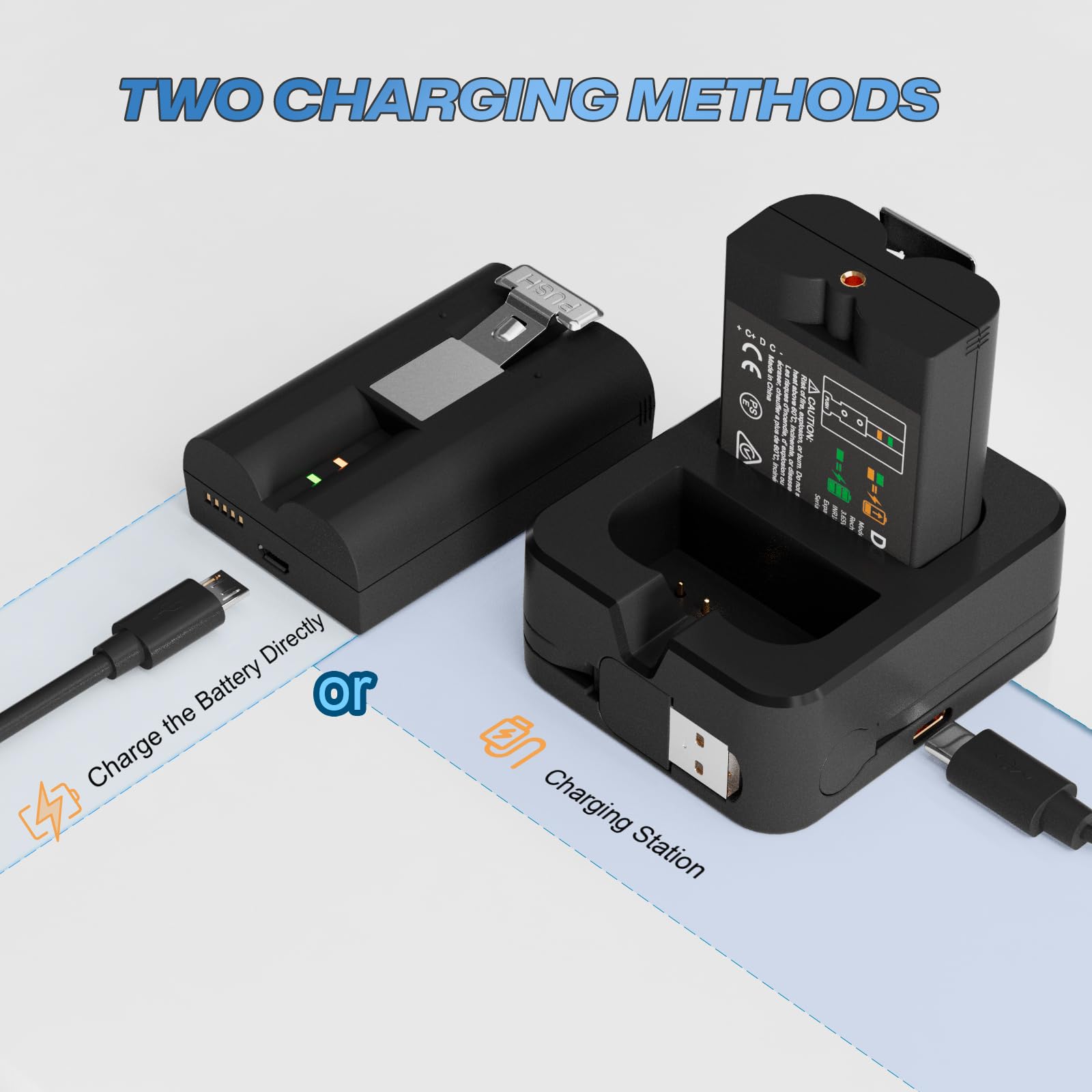 DangChu 2Pack Replacement for Ring Doorbell Battery, 6040mAh Rechargeable Ring Camera Battery with Charger Station, Compatible with Ring-Video Doorbell 2/3/3plus/4, Stick Up Cam and Spotlight Cam