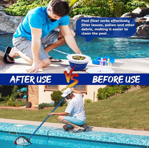 WXFANA Pool Skimmer Socks, 40 Pack Pool Skimmer Fliter Socks Swimming Pool Skimmer Basket Sock Pool Filter Socks Pool Cleaning Filter Socks Cleans Debris and Leaves for In-Ground or Above Ground Pools