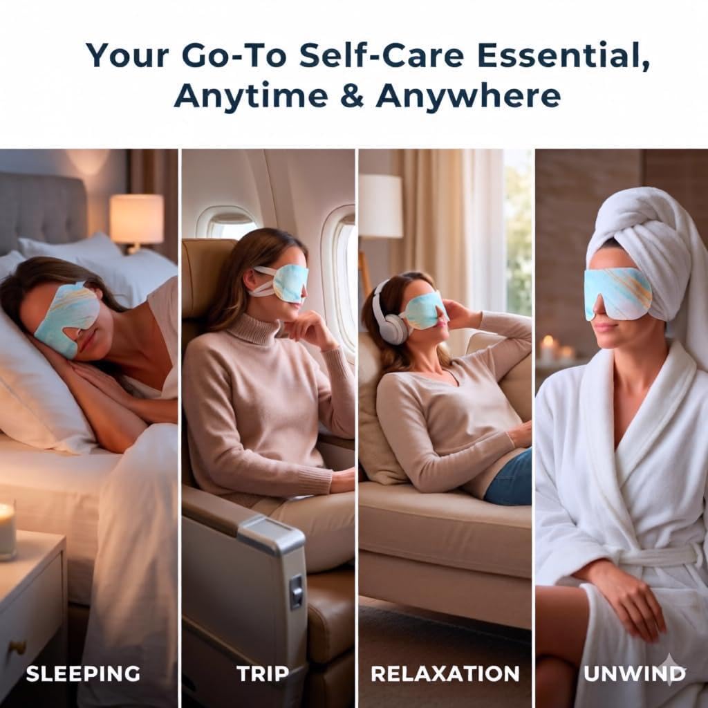 16 Packs Self Heating Steam Eye Masks: Disposable Moist Warm Compress for Dry Eyes, Eye Strain, Stye & Stress Relief – No Microwave Needed for Relax, Travel, Sleep & Spa, Unscented