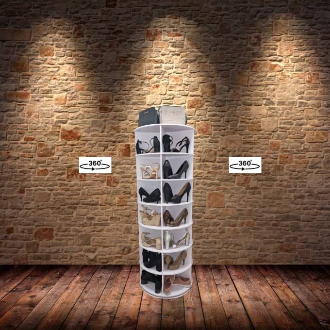 Weinstein storage Original Rotating Shoe Rack Tower, Original 7-Tier Hold Over 35 Pairs of Shoes, Spinning Shoe Display Lazy Susan, Revolving 360 Shoe Rack Tower, Rotate Shoes Closet Organization.