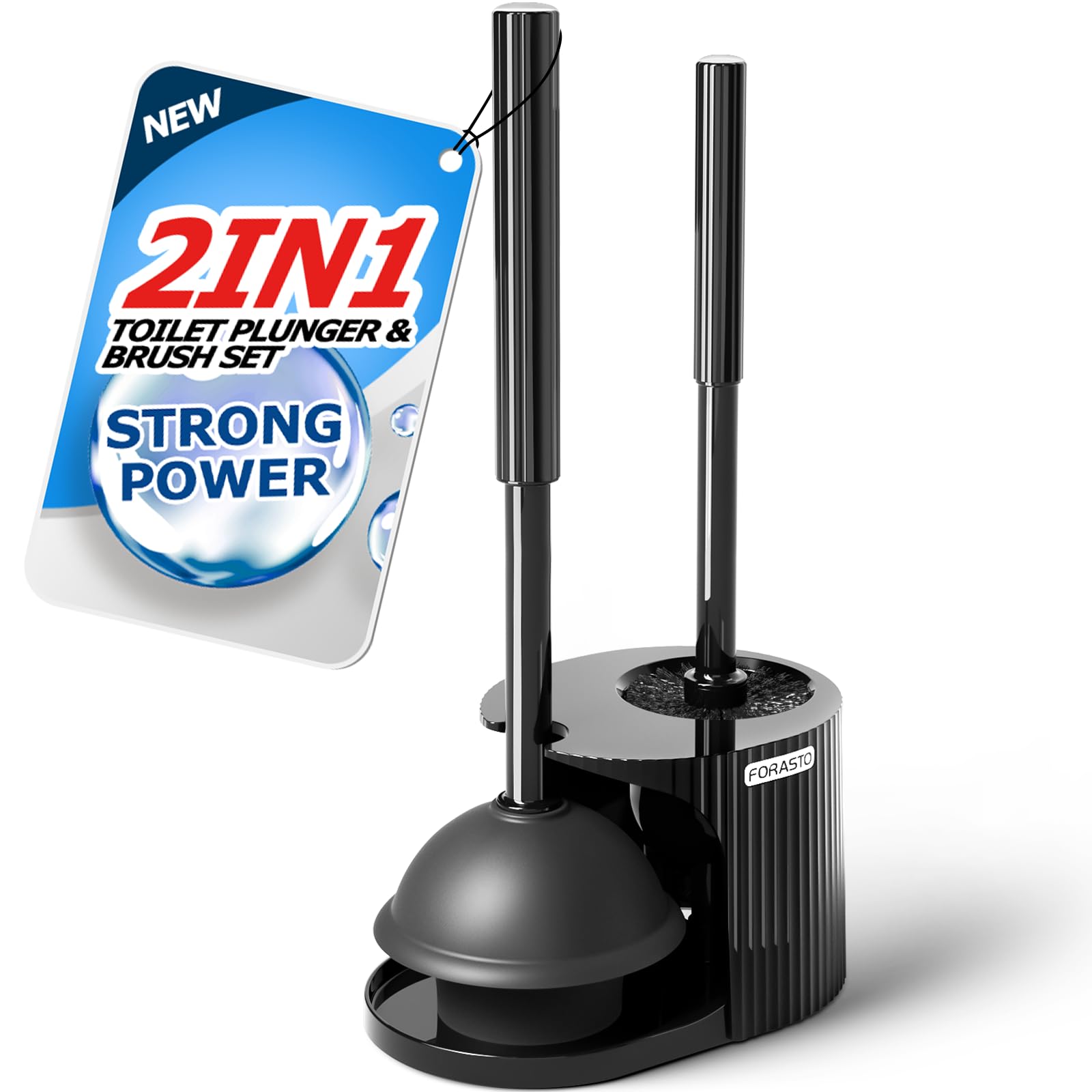 FORASTO 2 in 1 Toilet Plunger and Brush Set,Extended Handle Plunger,Toilet Bowl Brush Plunger Set,Bathroom Cleaning Tools ,Toilet Brush Plunger Combo,Cleaning Brush,Bathroom Cleaning Supplies