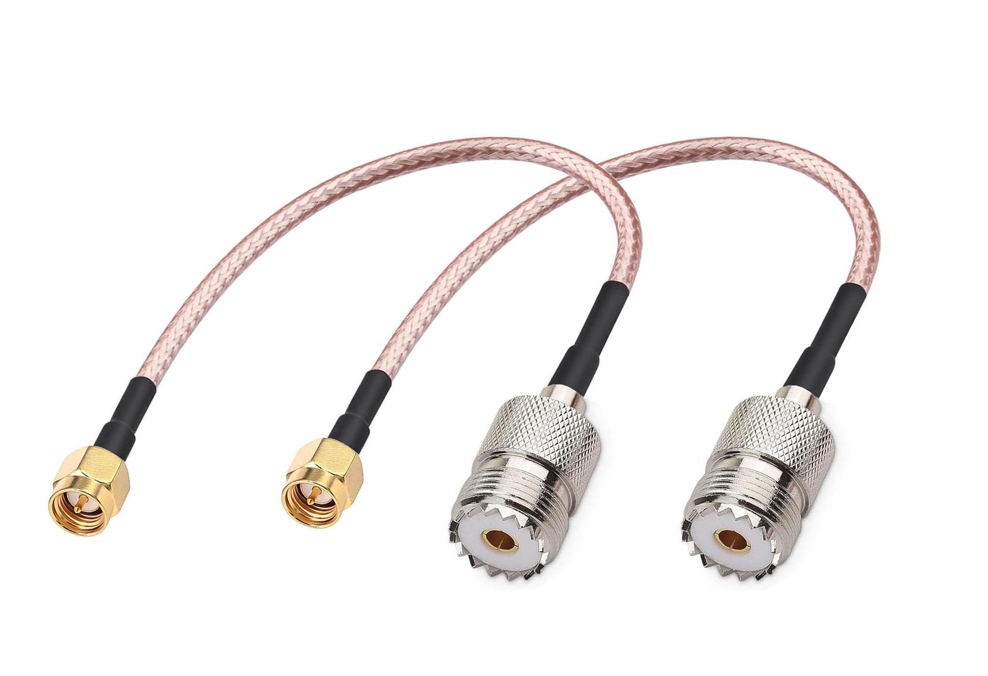 DHT Electronics Handheld Antenna Cable SMA male to UHF SO-239 Female Connectors 6'' Pack of 2