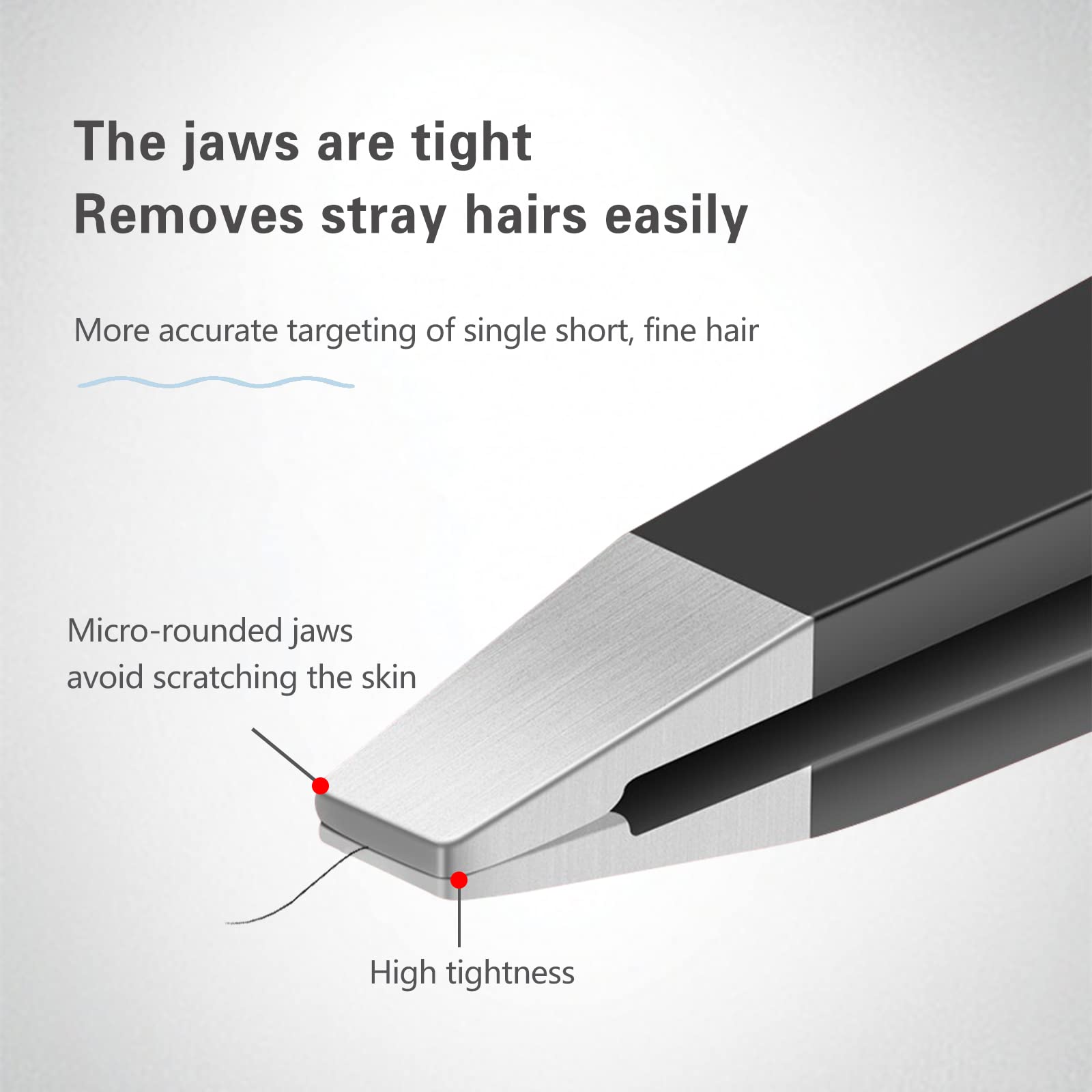 Tweezers Set, High Precision Stainless Steel Eyebrow Tweezers for Facial Hair, Inward Growing Hair and Splinter Remover Kit, Suitable for Women and Men, 4-Piece Set. (Black)