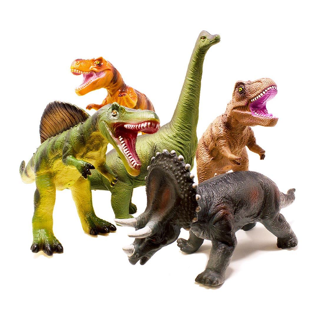 Boley 5 Piece Jumbo Dinosaur Set - Realistic, Highly Detailed Toy Dinosaurs for Kids, Toddlers, and Children - Educational Gifts for Boys and Girls - Ideal for Party Favors and Birthday Gifts