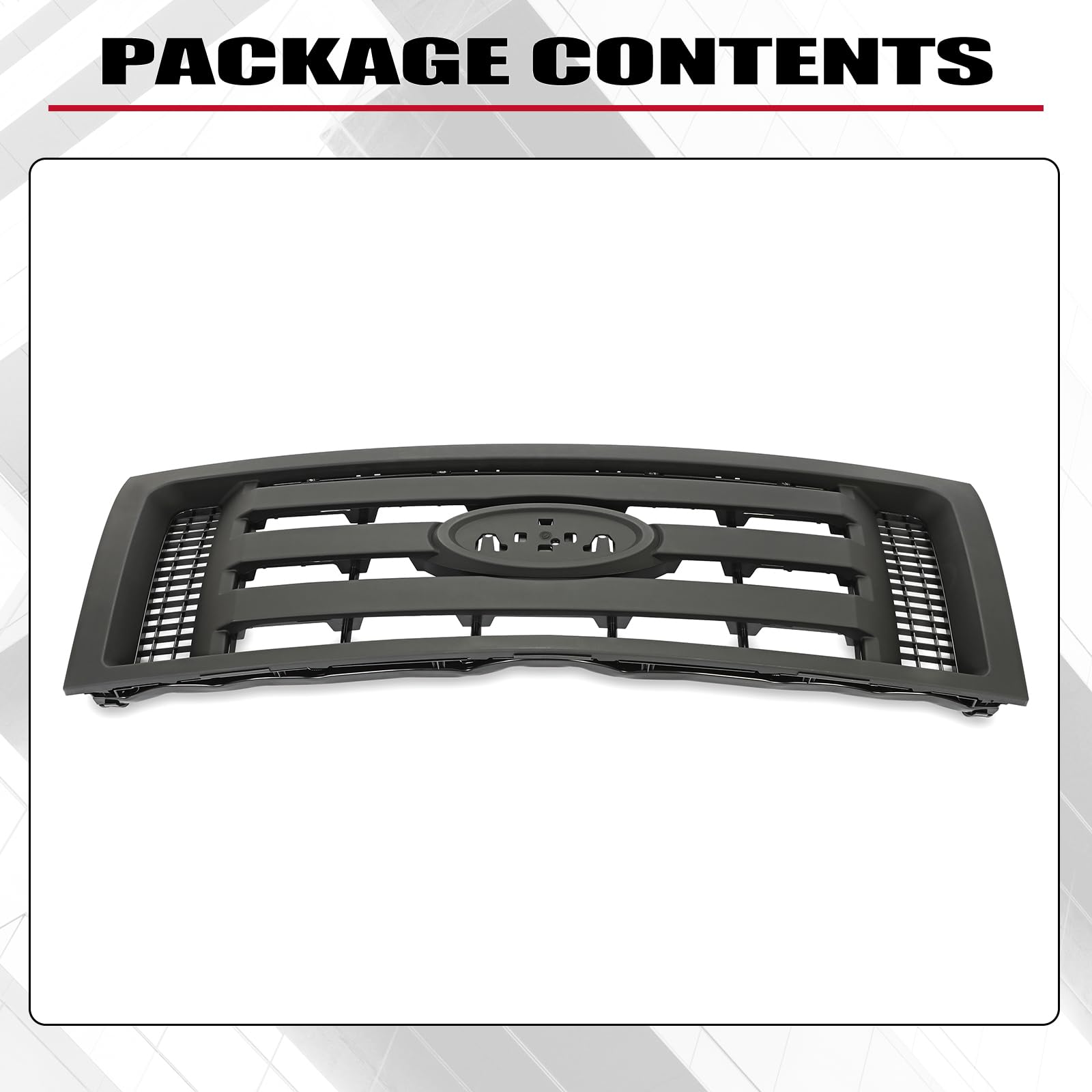 HECASA Front Grille Compatible with 2009-2014 Ford F150 XL Model Bumper Painted Black Shell and Insert Grille Assembly Guard Cover Replacement for 9L3Z8200A FO1200510