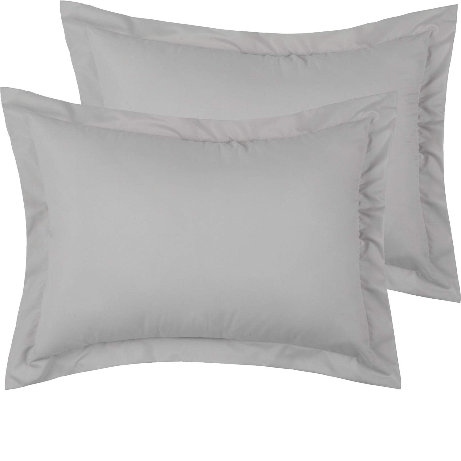 Mellanni Bed Sheet Set + 2 Pillow Shams Bundle&Save - Hotel Luxury Bedding Sheets & Pillowcases - Bundle Includes: 4pcs Bed Sheet Set and 2 Pillow Shams with 2" Flange (Queen/Standard, Light Gray)