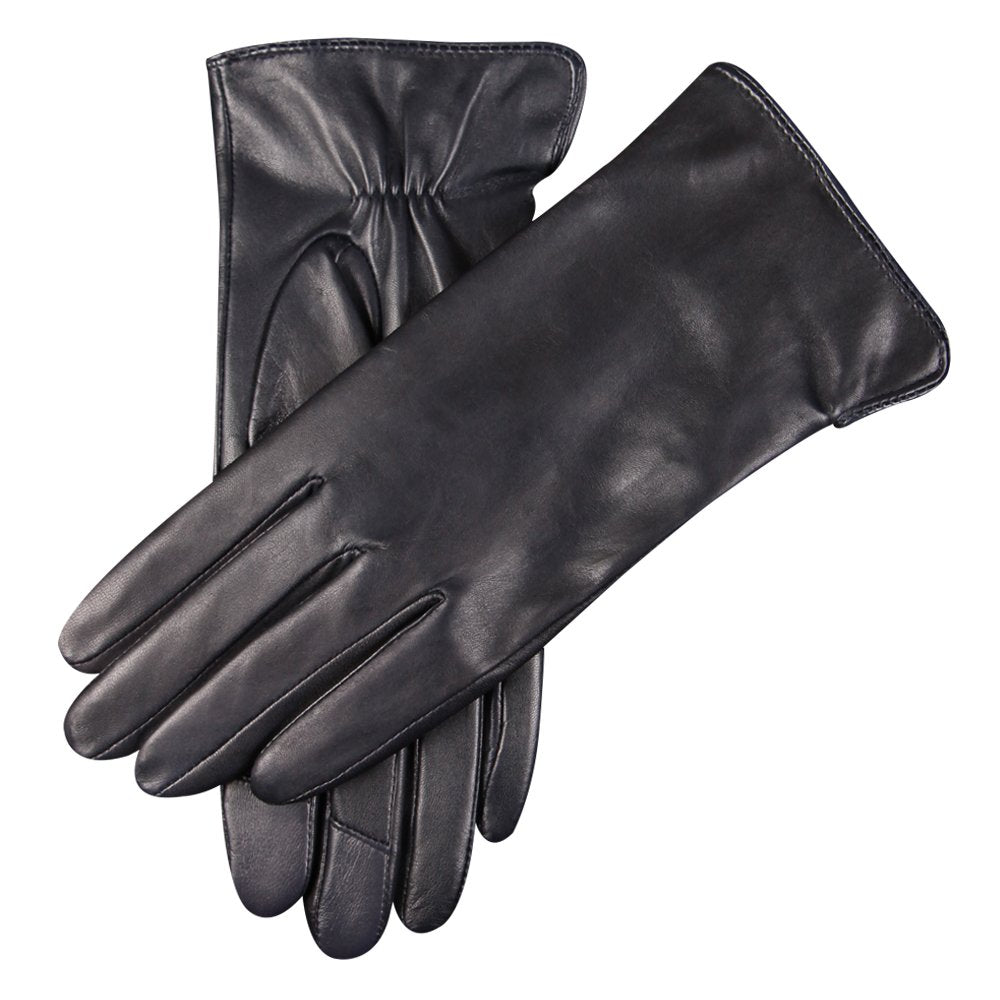 WARMEN Women's Touchscreen Texting Genuine Nappa Leather Glove Winter Warm Simple Plain Cashmere & Wool Blend Lined Gloves (X-Large (8), Black (2017 New Touchscreen/Cashmere Blend Lining))