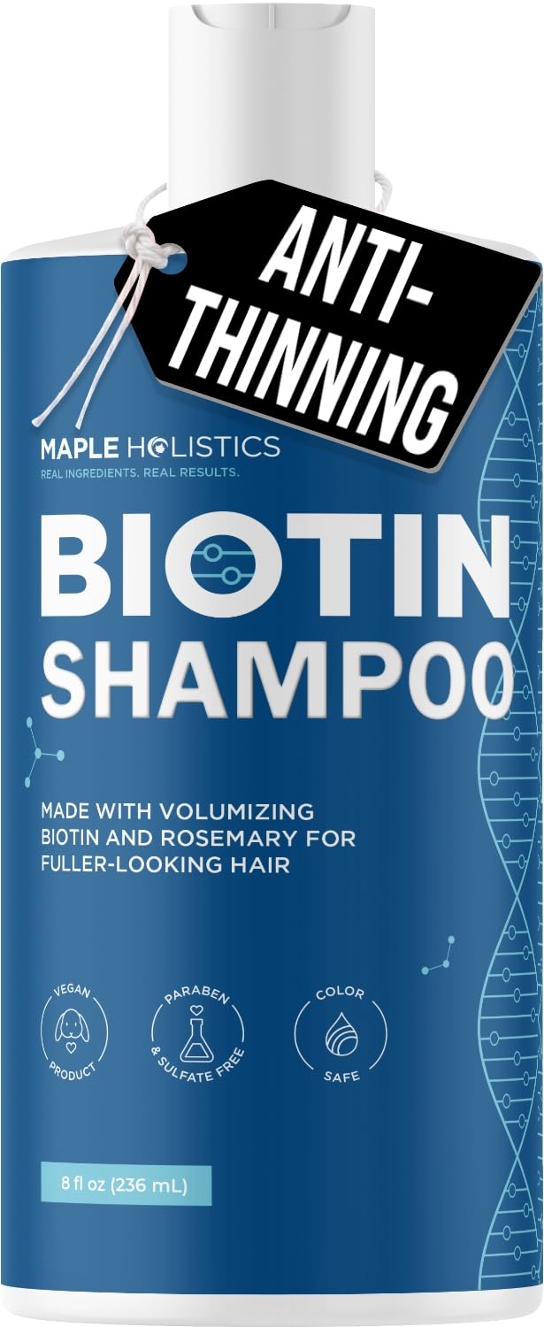 Rosemary and Biotin Shampoo for Thinning Hair - Vegan Volumizing Shampoo for Fine Hair with B Vitamins Argan Oil & Tea Tree Essential Oil - Paraben Silicone and Sulfate Free Vegan Formula (8 Fl Oz)