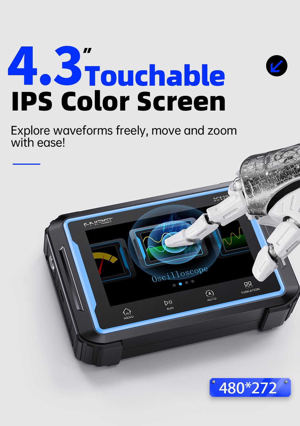 【2C53P Plus Upgraded with Carrying CASE】3in1 Oscilloscope/Multimeter/DDS Signal Generator Tablet Touch Screen Portable Digital Automotive Oscilloscope 2 Channel 50MHz Bandwidth 250Ms/S Counts