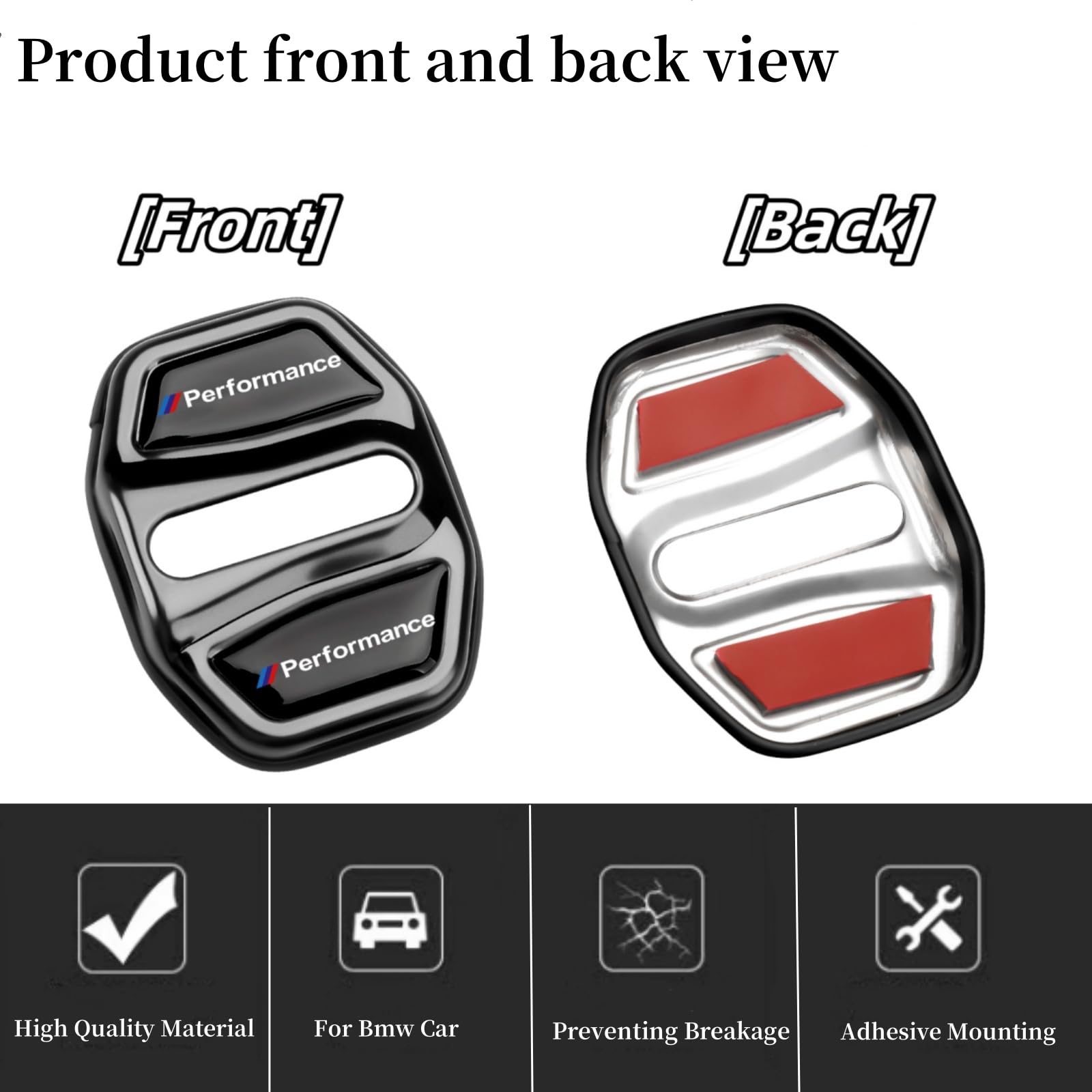 bailongma for BMW Door Lock Cover, Stainless Steel Car Door Lock Latches Cover Protector Compatible with BMW 1 2 3 5 7 Series X1 X2 X3 X4 X5 X6 F25 F48 G20 G30 G11 G12 Car Accessories (Black 4Pcs)