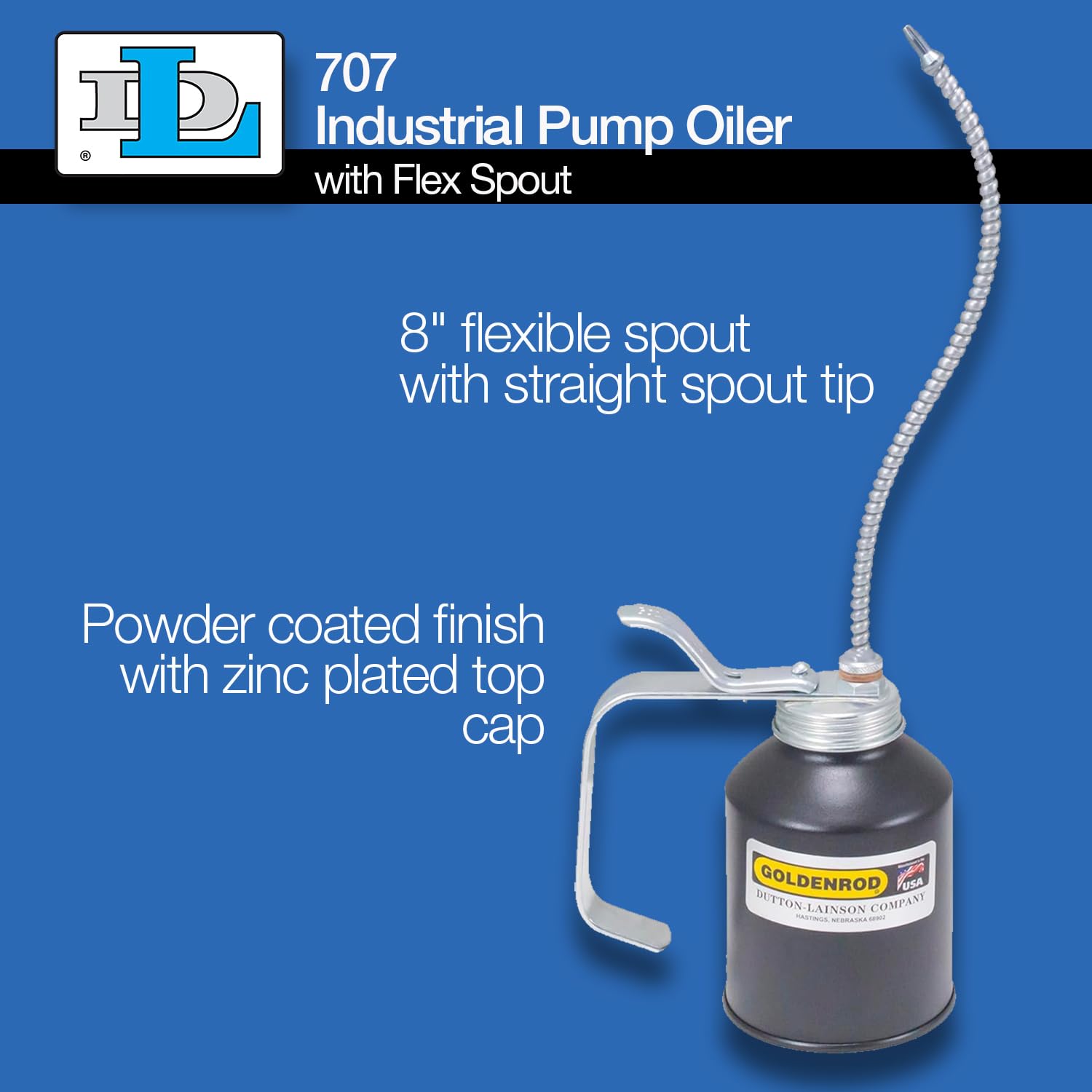 GOLDENROD (707) Industrial Pump Oiler with Flex Spout - 12 oz. Capacity