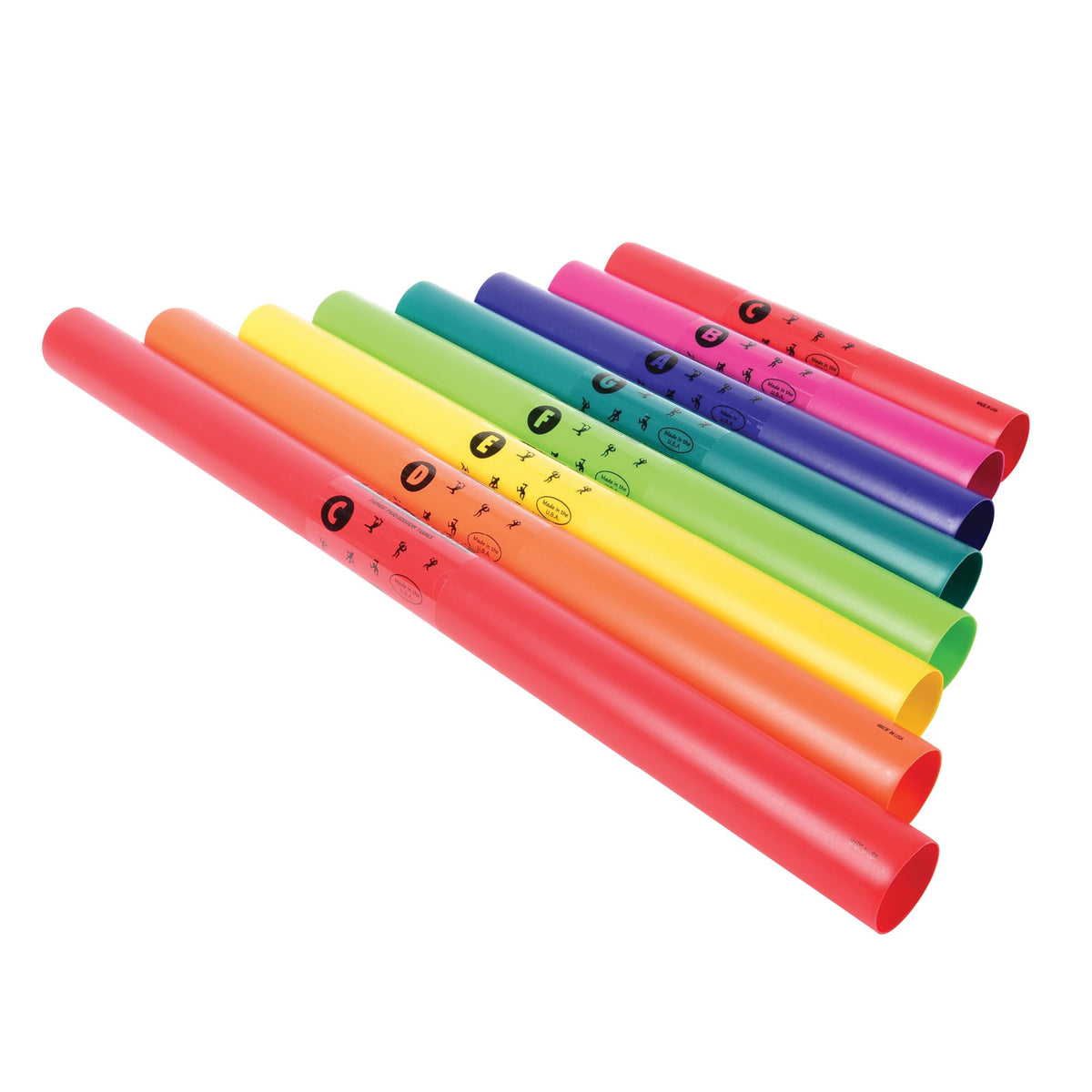 Constructive Playthings Boomwhackers Music Tubes, C to C Scale Musical Sound Tube, Classroom Instruments for Kids, Diatonic Set of 8
