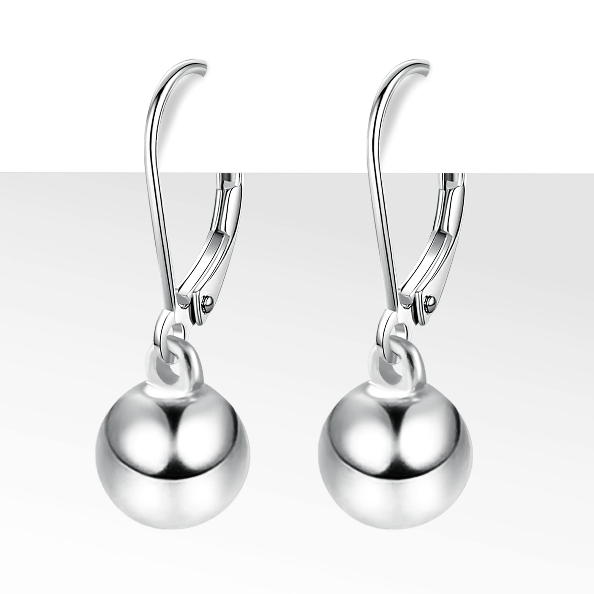 925 Sterling Silver Drop Dangle Ball Earrings for Women 8MM Ball Earrings Fashion Trendy Jewelry Hanging Ball Teardrop Earrings