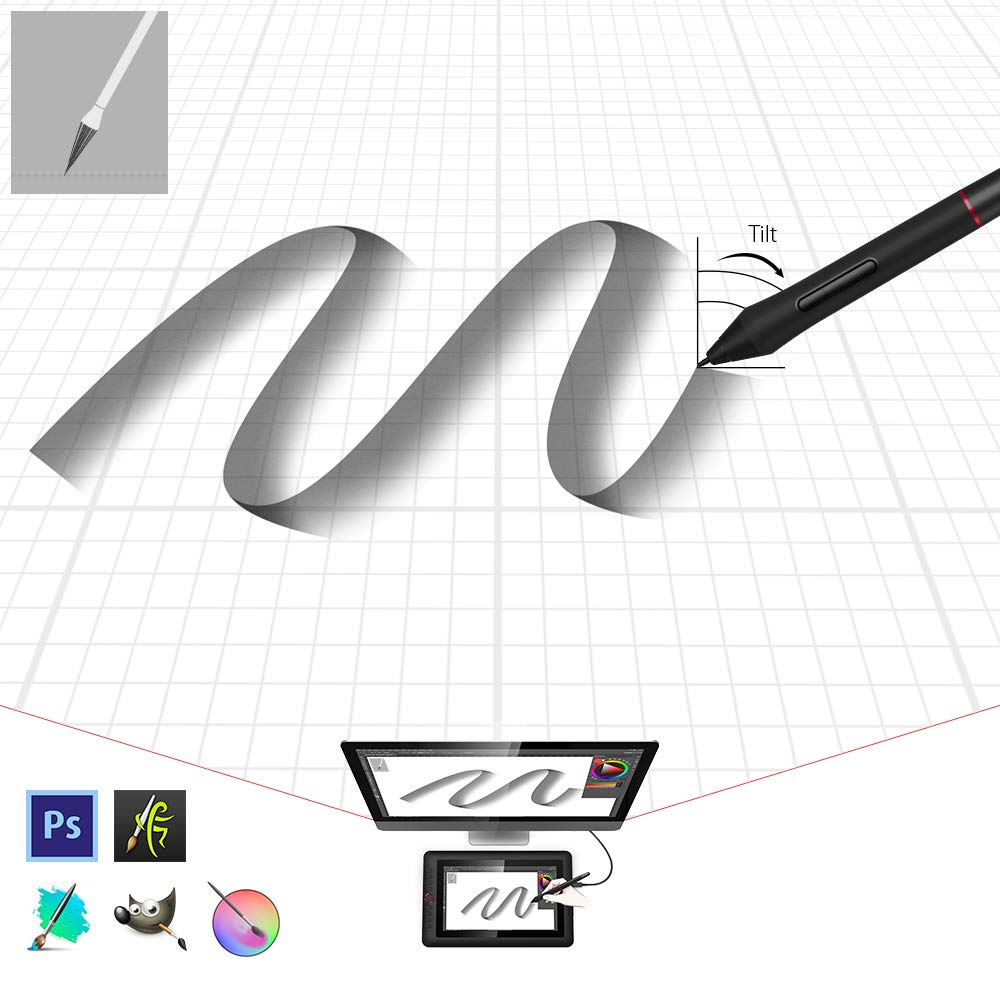 XP-PEN PA2 8192 Pen Pressure Battery-Free Stylus Only for Artist 12 Pro, Artist 13.3 Pro, Artist 15.6 Pro, Artist 22R Pro, Artist 24 Pro Drawing Tablet with Screen