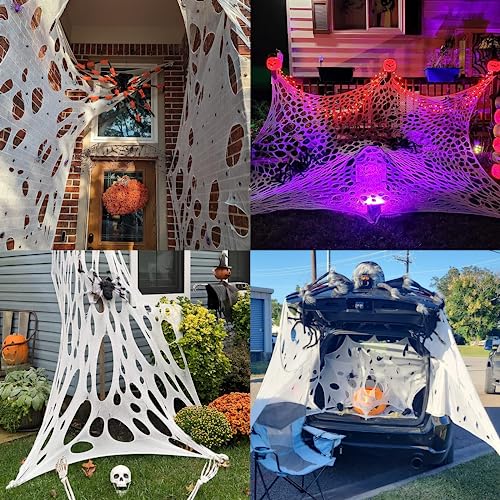DAZONGE Spider Webs Halloween Decorations, Stretchy Beef Netting Halloween Spider Web, Spooky Spider Web Decorations for Halloween Party, Haunted House