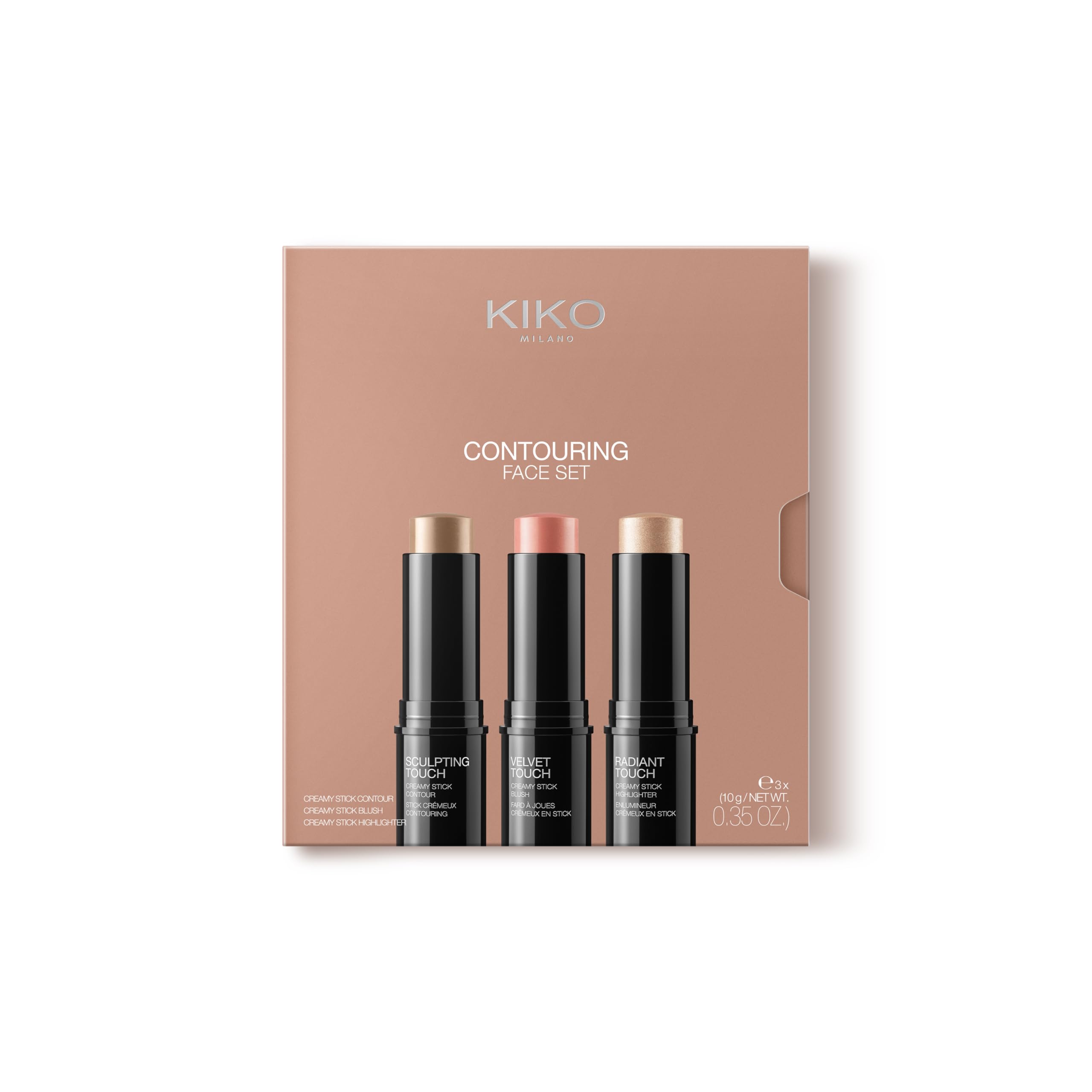 KIKO Milano Contouring Face Set 01| Make-Up Kit With 3 Sticks: Blush, Highlight And Face Contour